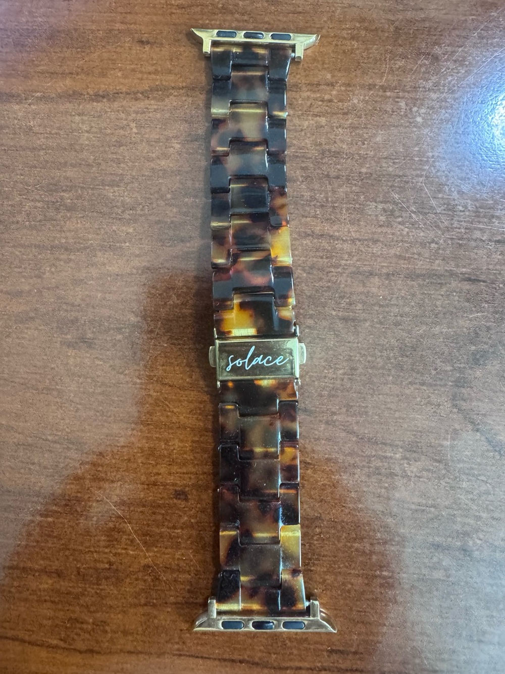 Solace Tortoiseshell Resin Apple Watch Link Band - Brown/Gold
